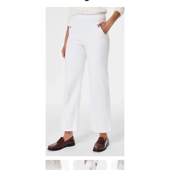 SPANX white wide leg ankle pants stretch pants size M - Picture 2 of 6